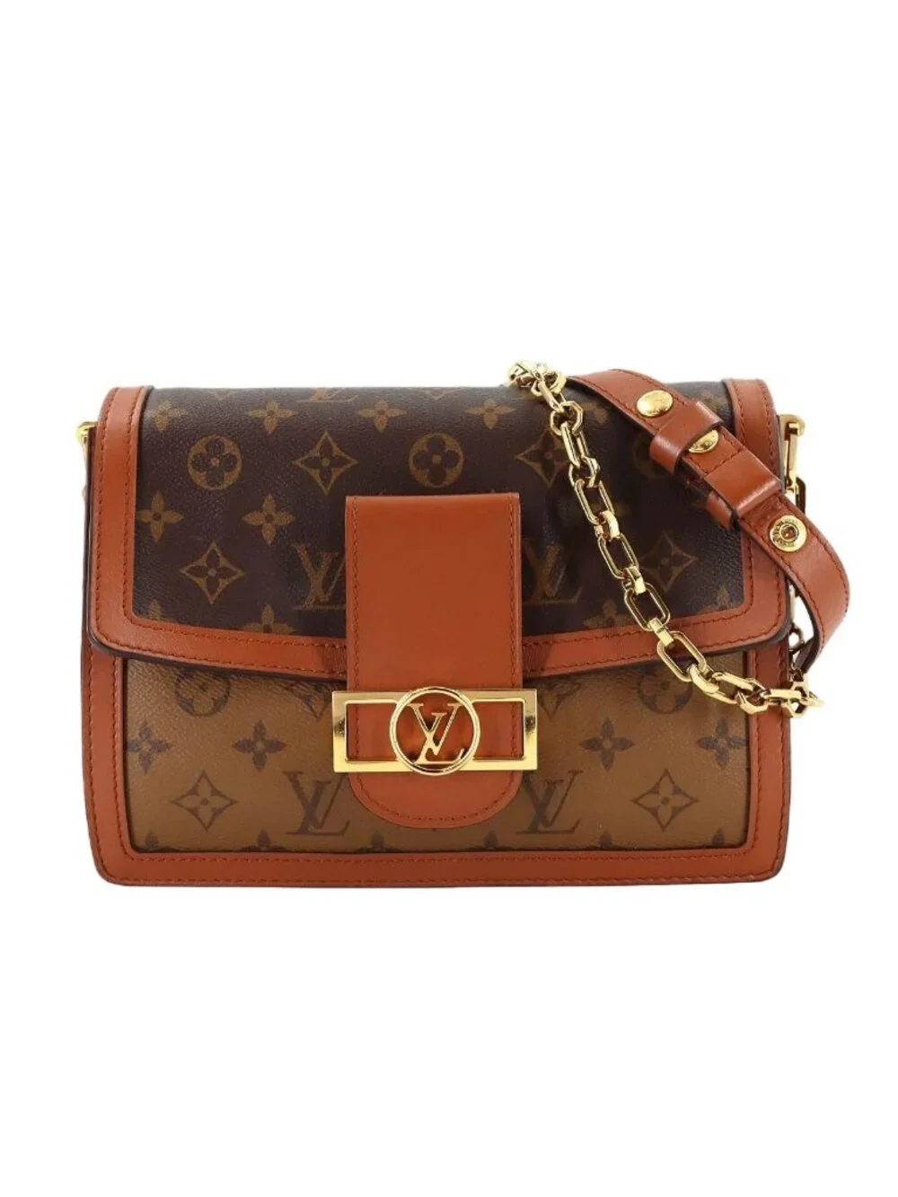 Louis Vuitton Monogram Reverse Dauphine MM Shoulder Bag Brown
